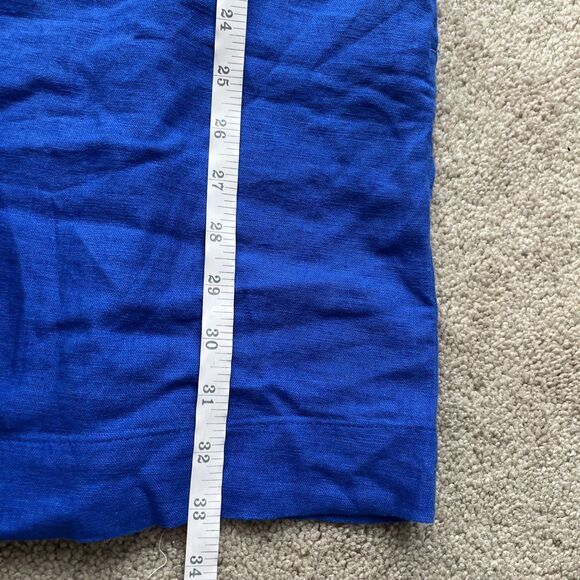 J.Crew Linen Blend Shift Dress 8 Cobalt Blue Sleeveless Coastal Lagenlook Preppy - Picture 7 of 7